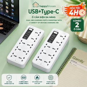 Combo 2 Ổ cắm điện đa năng thông minh tích hợp cổng usb thích hợp mọi thiết bị điện dây dài 2.8m