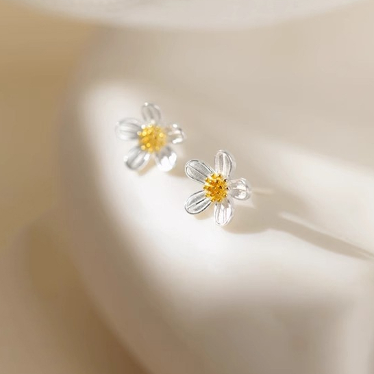 Bông tai bạc bông hoa ChicEar Jewelry, bông tai hàn quốc cá tính bền đẹp [1 cặp]