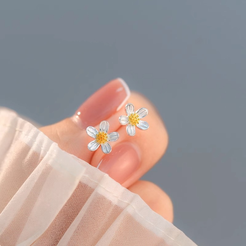 Bông tai bạc bông hoa ChicEar Jewelry, bông tai hàn quốc cá tính bền đẹp [1 cặp]