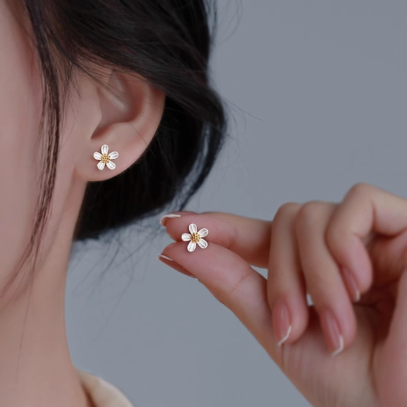 Bông tai bạc bông hoa ChicEar Jewelry, bông tai hàn quốc cá tính bền đẹp [1 cặp]