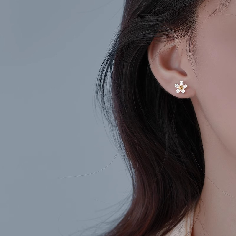 Bông tai bạc bông hoa ChicEar Jewelry, bông tai hàn quốc cá tính bền đẹp [1 cặp]