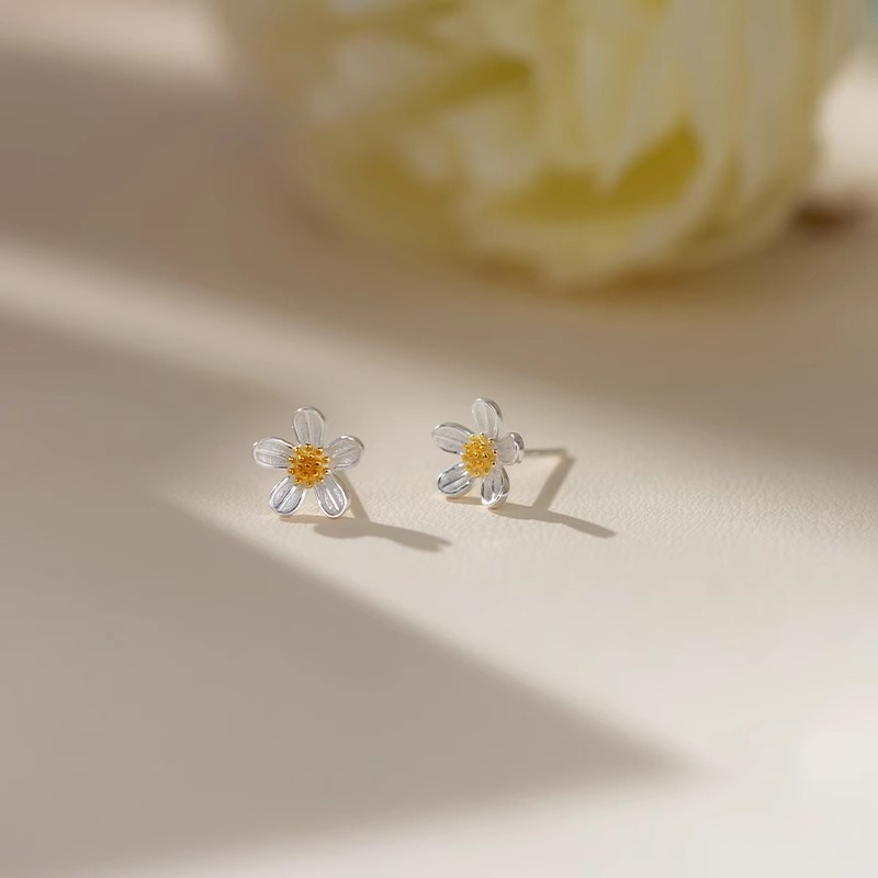 Bông tai bạc bông hoa ChicEar Jewelry, bông tai hàn quốc cá tính bền đẹp [1 cặp]
