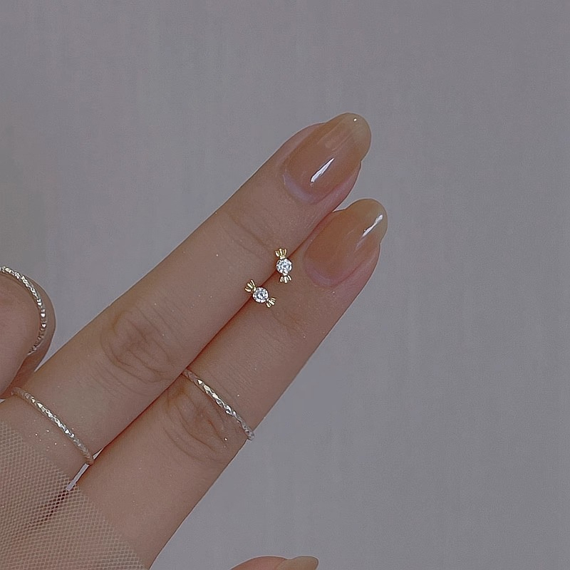 Bông tai bạc viên kẹo ngọt đính đá Zircon, bông tai ChicEar Jewelry hàn quốc cá tính