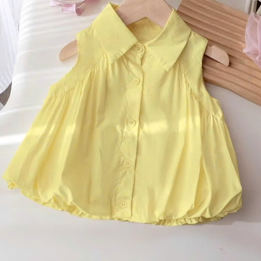 Áo Kiểu Bé Gái Dáng Bí Xòe Nhẹ Áo Sơ Mi Bé Gái Không Tay Phong Cách Hàn Quốc Cho mẹ và Bé gái 13-55kg