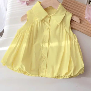 Áo Kiểu Bé Gái Dáng Bí Xòe Nhẹ Áo Sơ Mi Bé Gái Không Tay Phong Cách Hàn Quốc Cho mẹ và Bé gái 13-55kg