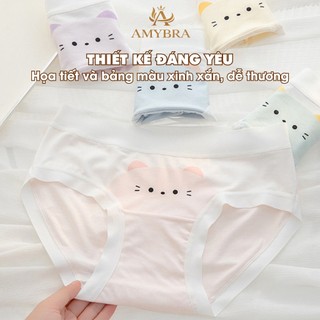 [ MẪU MỚI ] Quần Lót Nữ Cotton Viền Su Lụa Co Giãn Tốt, Quần Chip Dễ Thương Kháng Khuẩn AMYBRA L1164