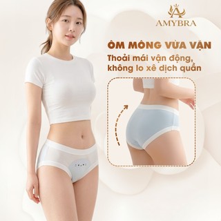 [ MẪU MỚI ] Quần Lót Nữ Cotton Viền Su Lụa Co Giãn Tốt, Quần Chip Dễ Thương Kháng Khuẩn AMYBRA L1164