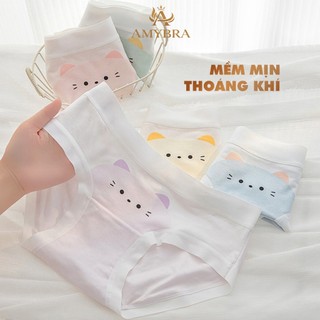 [ MẪU MỚI ] Quần Lót Nữ Cotton Viền Su Lụa Co Giãn Tốt, Quần Chip Dễ Thương Kháng Khuẩn AMYBRA L1164