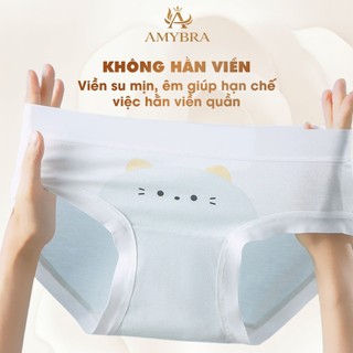 [ MẪU MỚI ] Quần Lót Nữ Cotton Viền Su Lụa Co Giãn Tốt, Quần Chip Dễ Thương Kháng Khuẩn AMYBRA L1164