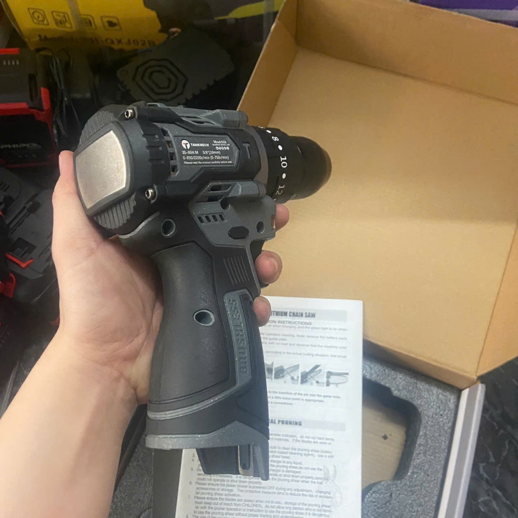 Máy Khoan Pin TANKMECH TK-533 (16V 85Nm) Không Chổi Than Brushless, 3 Chức Năng Khoan Tường Vít Mạnh Chính Hãng