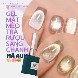 Sơn Gel Mắt Mèo Tone Trà Rượu Champagne AS Chai Xanh Mã AUM - Tinh Tế, Sang Chảnh, Quý Phái 15ml