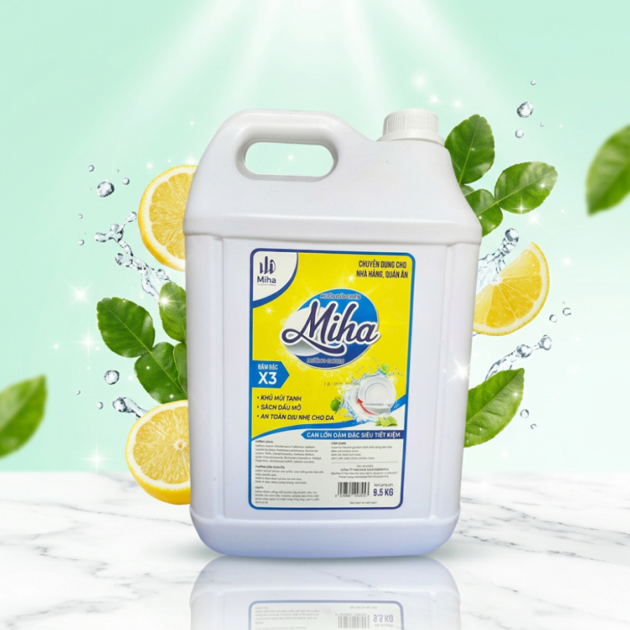 Nước Rửa Chén 9,5Kg, Chuyên Dụng cho nhà hàng,quán ăn, đậm đặc X3, sạch dầu mỡ, không hại da tay.