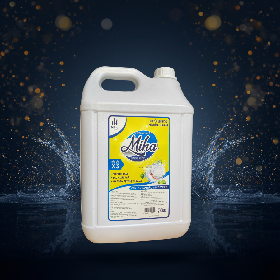 Nước Rửa Chén 9,5Kg, Chuyên Dụng cho nhà hàng,quán ăn, đậm đặc X3, sạch dầu mỡ, không hại da tay.