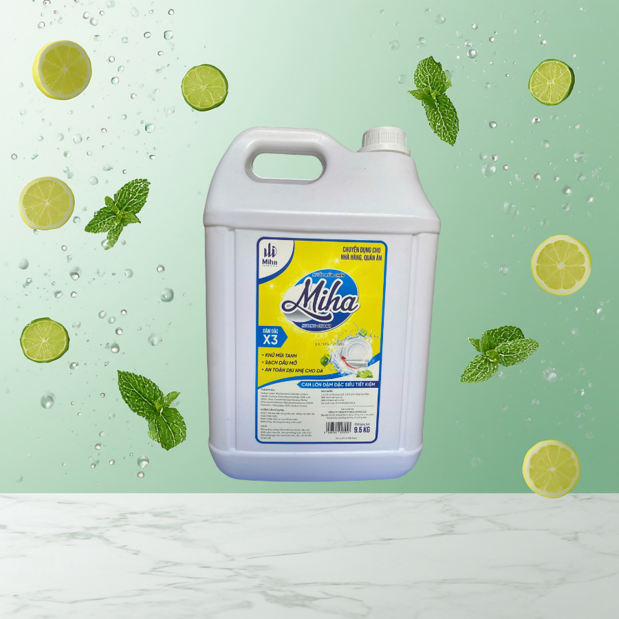 Nước Rửa Chén 9,5Kg, Chuyên Dụng cho nhà hàng,quán ăn, đậm đặc X3, sạch dầu mỡ, không hại da tay.