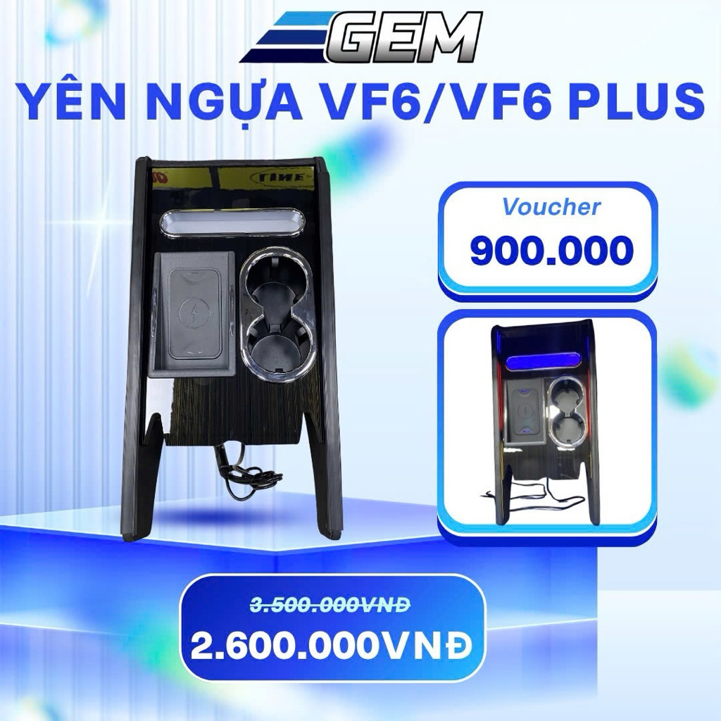 Yên Ngựa VF6/VF6 Plus Cao Cấp LED Đổi Màu - Tích Hợp Sạc Không Dây, Cổng Tầu 12V, USB và Type-C