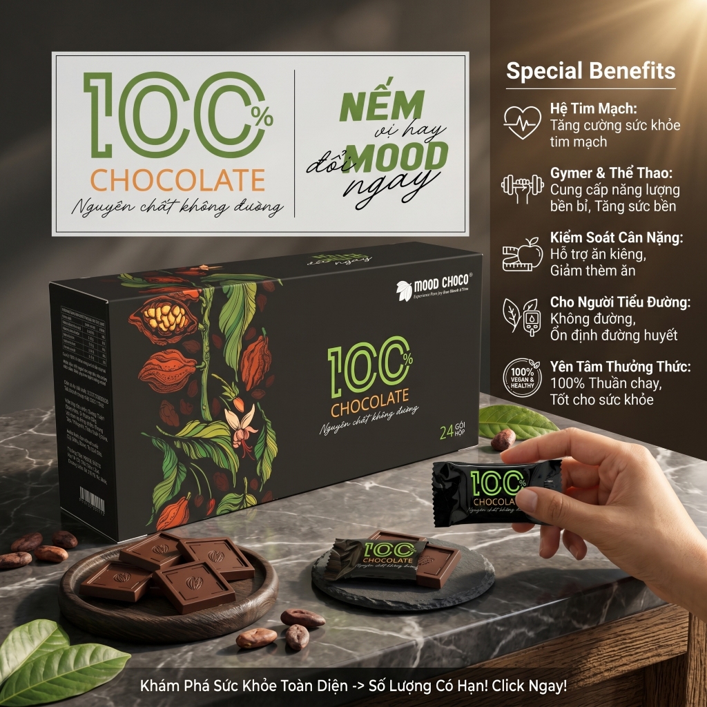 Combo 2 Hộp Socola MOOD CHOCO Đen Đắng Nguyên Chất Ca Cao Đậm Vị Thơm Ngon Lựa Chọn Tiết Kiệm