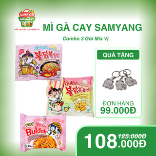 SAMYANG Mì Gà Cay Mix Vị - Combo 3 Gói Hương Vị Độc Đáo & Phong Phú Cho Mọi Bữa Ăn Hàng Ngày