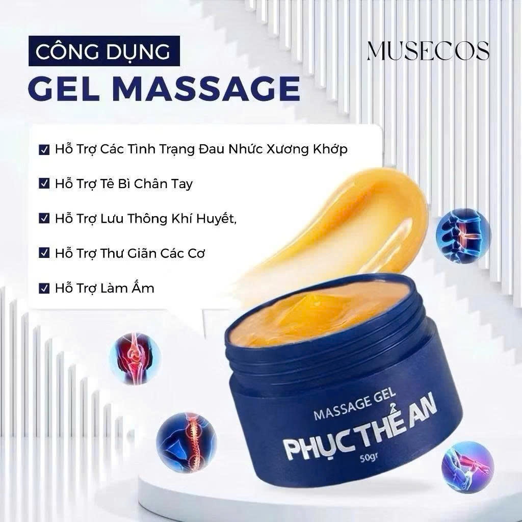GEL MASSAGE XƯƠNG KHỚP PHỤC THỂ AN HỖ TRỢ VÀ GIẢM ĐAU NHỨC XƯƠNG KHỚP HIỆU QUẢ TIỆN LỢI HỘP 50G