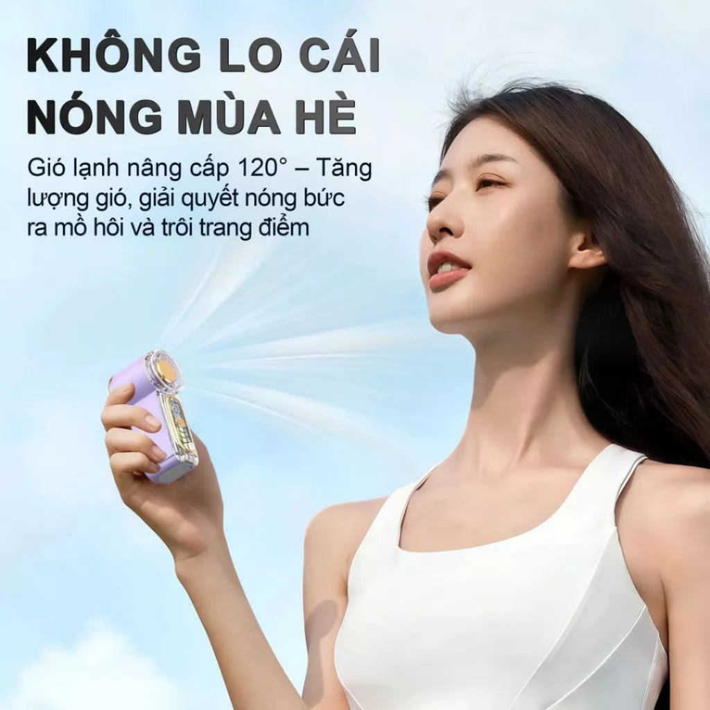 [Mới] Quạt Mini Cầm Tay Tốc Độ Cao 2 Trong 1, 100 Mức Gió, Điều Chỉnh 6 Tốc Độ, Pin Sạc 1800mAh