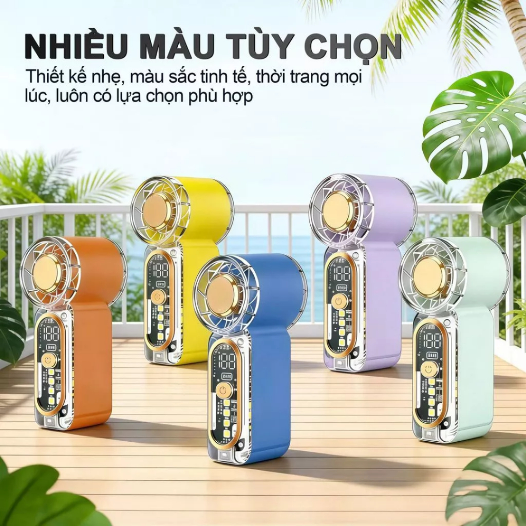[Mới] Quạt Mini Cầm Tay Tốc Độ Cao 2 Trong 1, 100 Mức Gió, Điều Chỉnh 6 Tốc Độ, Pin Sạc 1800mAh