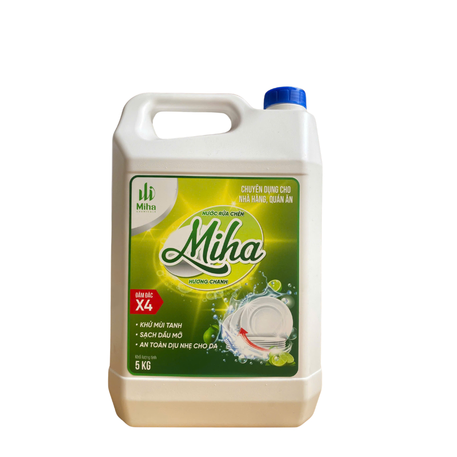 Nước Rửa Chén 5Kg, Chuyên Dụng cho nhà hàng,quán ăn, đậm đặc X4, sạch dầu mỡ, không hại da tay.