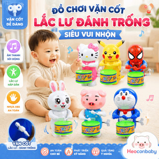 Đồ Chơi Vặn Cót Đánh Trống Lắc Lư Cho Bé Siêu Vui Nhộn - Mèo Kitty, Doraemon, Người Nhện,...