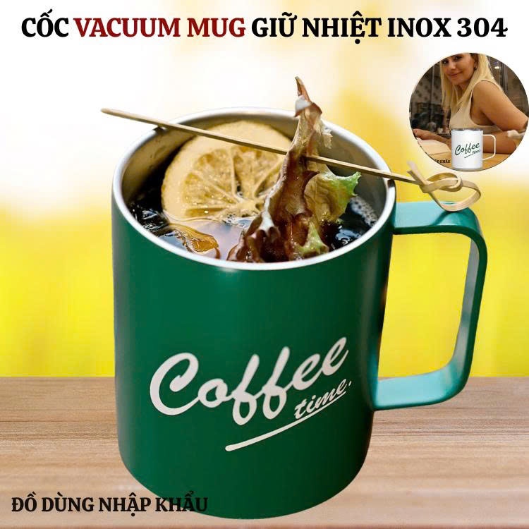 Cốc cafe siêu giữ nhiệt VACUUM MUG inox 304 dung tích 430ml có nắp đậy hàng cao cấp-phiên bản 2026