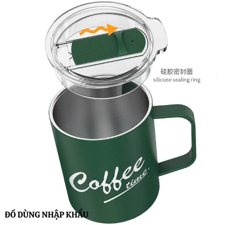 Cốc cafe siêu giữ nhiệt VACUUM MUG inox 304 dung tích 430ml có nắp đậy hàng cao cấp-phiên bản 2026