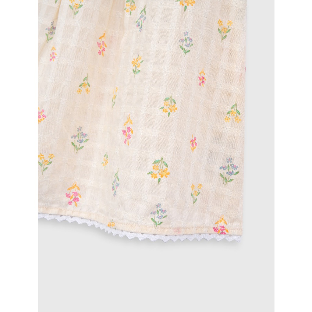 Áo kiểu bé gái CANIFA dáng babydoll không tay đính nơ in họa tiết 1TO26S001