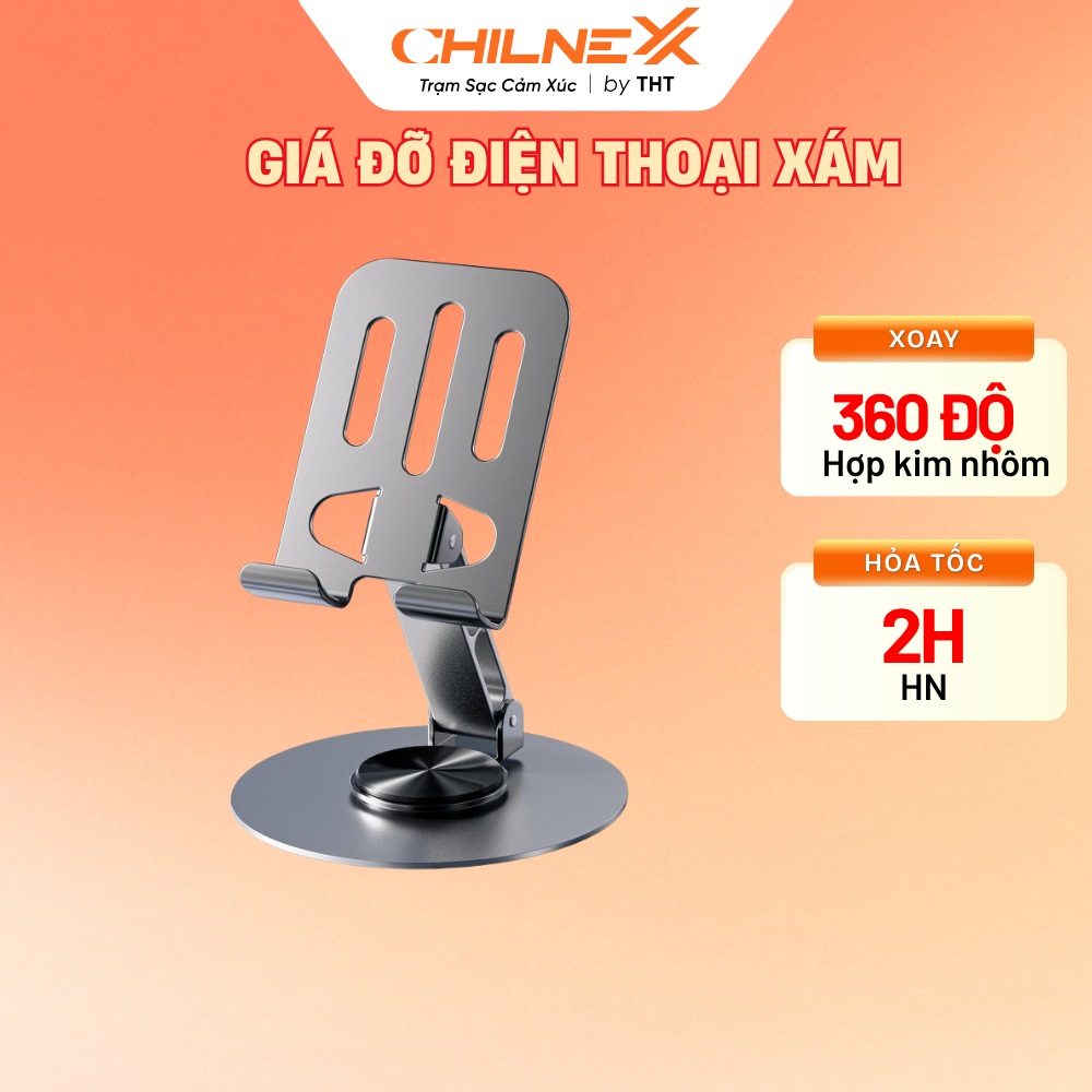 Giá Đỡ Điện Thoại Di Động CHILNEXX kim loại xoay 360 độ có thể gập lại khung hợp kim để bàn