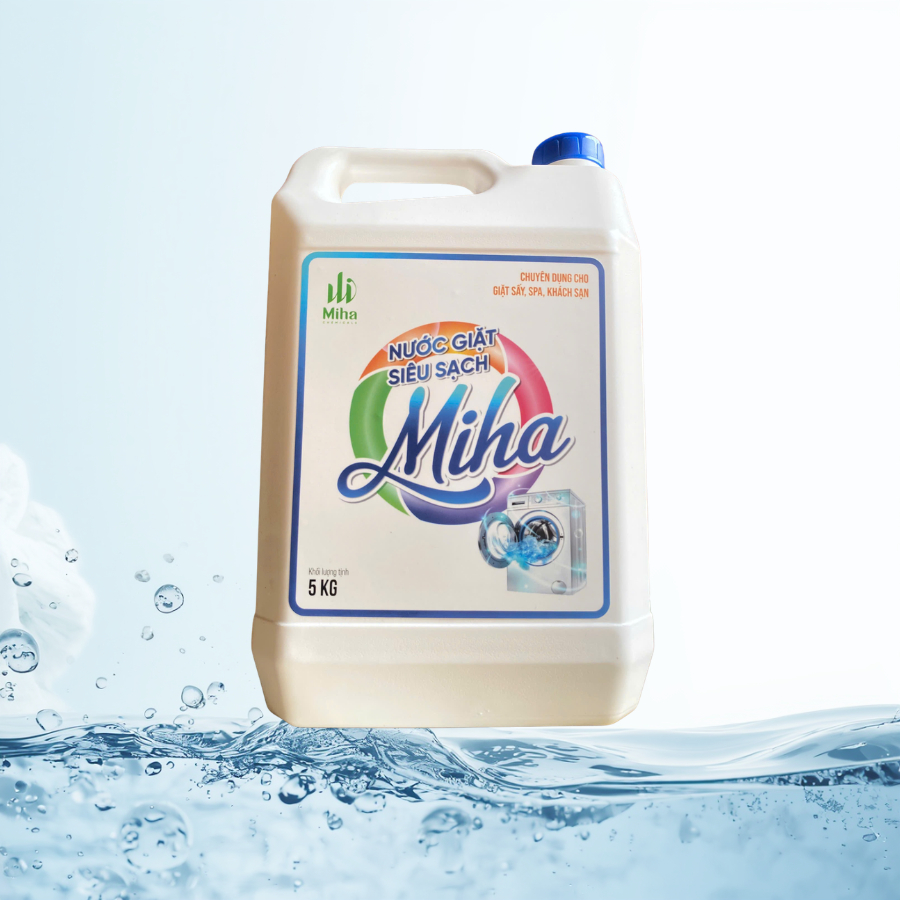 Nước Giặt chuyên dụng cho giặt sấy, Spa, khách sạn Miha 5kg – Giặt Sạch Quần Áo, Lưu Hương Thơm Mát, Tiết Kiệm