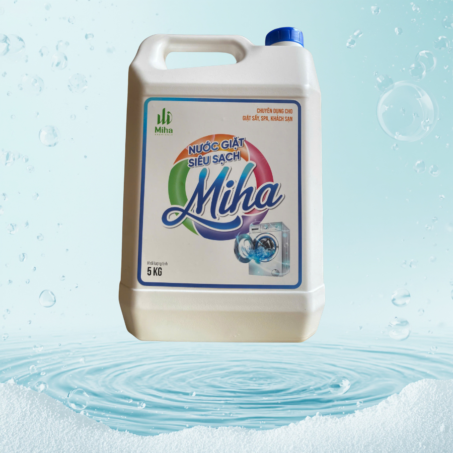 Nước Giặt chuyên dụng cho giặt sấy, Spa, khách sạn Miha 5kg – Giặt Sạch Quần Áo, Lưu Hương Thơm Mát, Tiết Kiệm