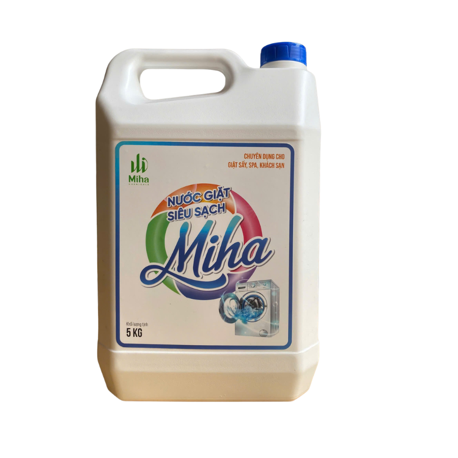 Nước Giặt chuyên dụng cho giặt sấy, Spa, khách sạn Miha 5kg – Giặt Sạch Quần Áo, Lưu Hương Thơm Mát, Tiết Kiệm