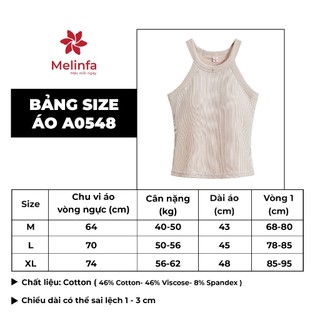 [ PREMIUM COTTON ] Áo cổ yếm có đệm mút 3D, Áo bratop nữ  MELINFA VAA0548