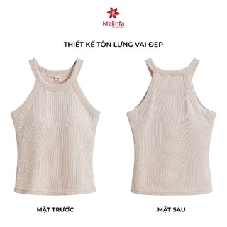 [ PREMIUM COTTON ] Áo cổ yếm có đệm mút 3D, Áo bratop nữ  MELINFA VAA0548