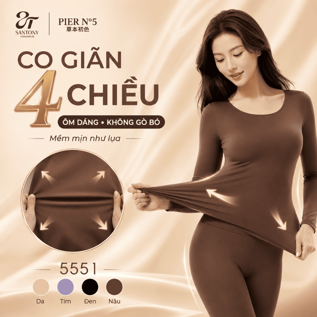 [MUA ÁO TẶNG QUẦN] Bộ áo quần định hình SANTONY  đa năng, ổn định, điều hoà thân nhiệt Pier N5, chống sốc nhiệt, mỏng nh