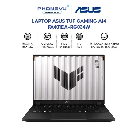 Laptop Gaming Asus TUF A14 FA401EA-RG034W - Ryzen AI MAX+ 392, RAM 64GB, 1TB SSD - Bảo hành 24 tháng