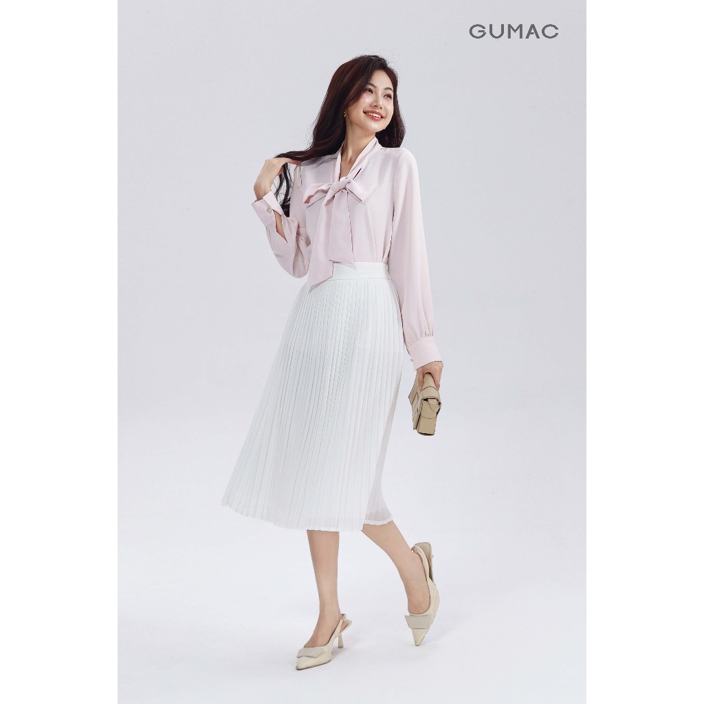 Chân Váy Midi Xếp Ly GUMAC Dáng A Suông Cơ Bản Chất Chiffon 2 Lớp Mềm Nữ Tính Thanh Lịch LVF0821