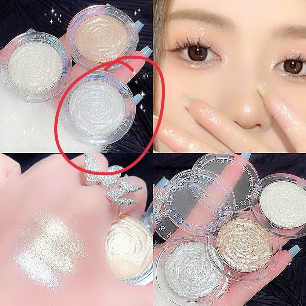 Phấn bắt sáng MJgigi hoa hồng bắt sáng mềm mịn trang điểm chuyên nghiệp sang chảnh bạc trắng nhũ