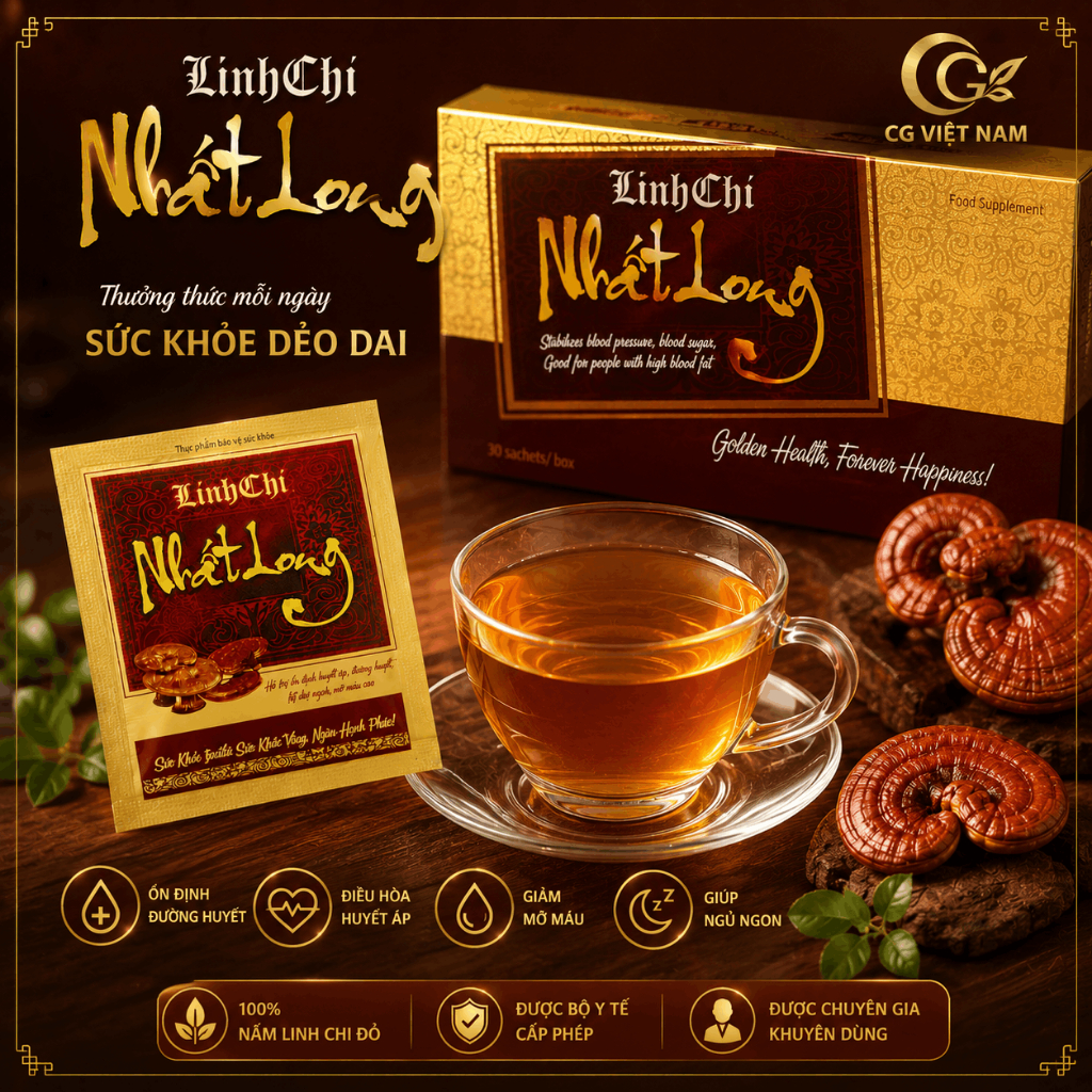 Trà Thảo Dược Linh Chi Nhất Long - Ổn Định Huyết Áp,Giảm Tiểu Đường,Mỡ Máu,Hạ Men Gan, Giúp Ngủ Ngon
