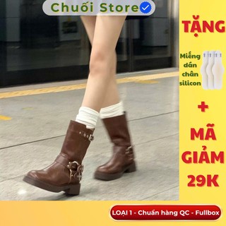 Giày boot nữ da PU tổng hợp dệt vải đế cao su cá tính năng động dễ phối đồ xinh xắn