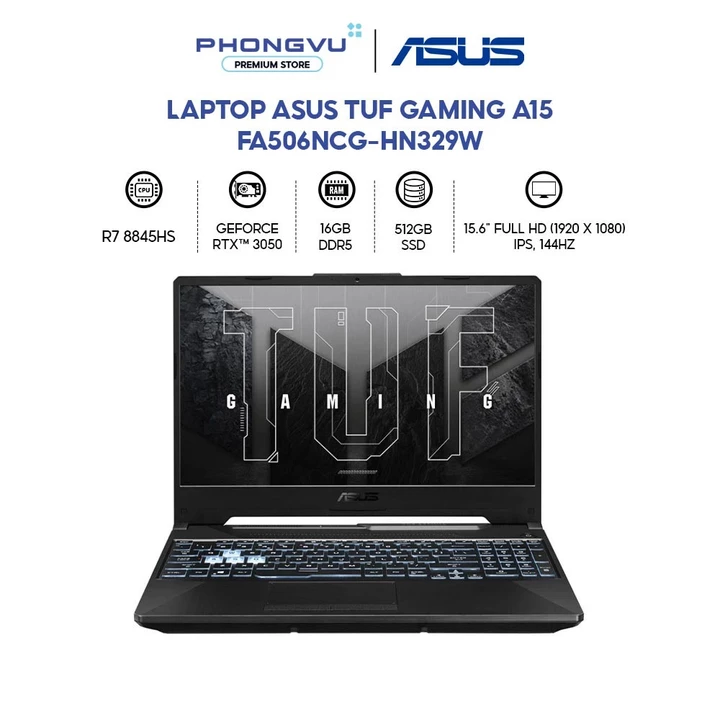Laptop Gaming Asus TUF A15 FA506NCG-HN329W - Ryzen 7 8845HS - RAM 16GB - 512GB SSD - BH 24 tháng