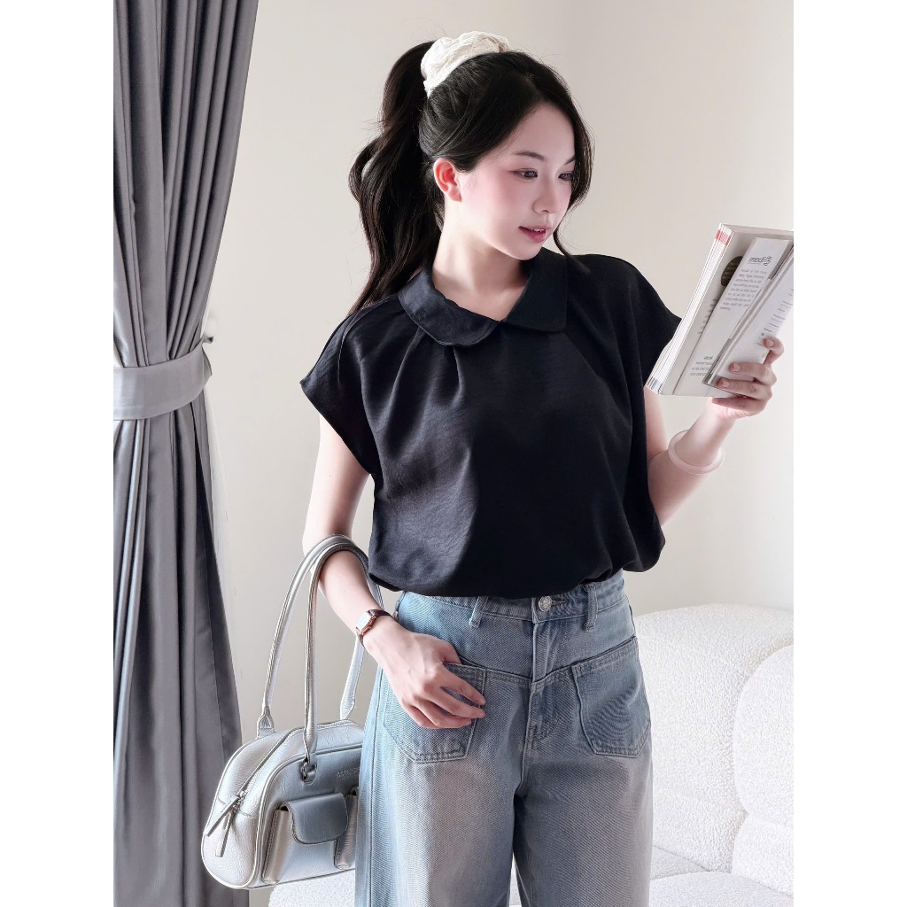 Áo sơ mi tay cánh tiên bản cổ to Miha Studio
