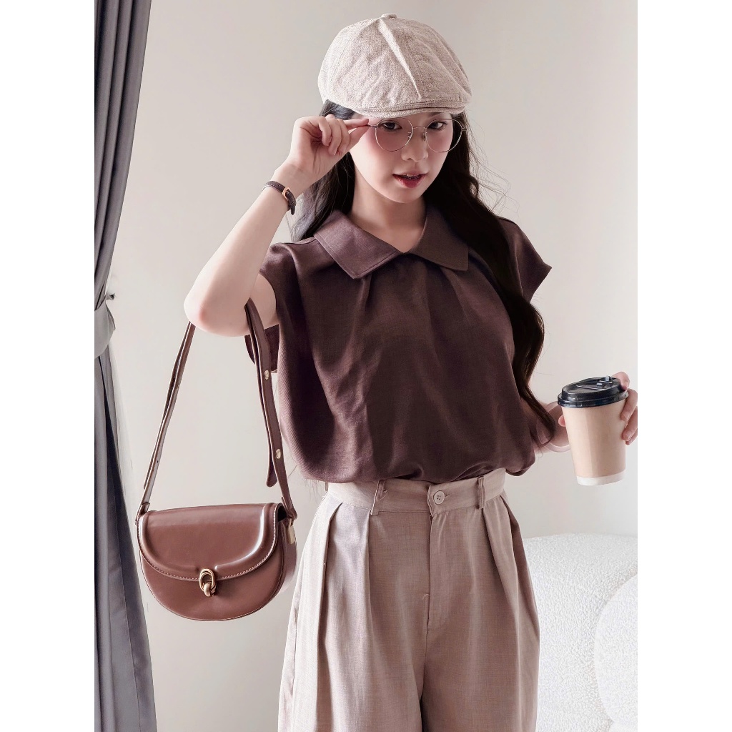 Áo sơ mi tay cánh tiên bản cổ to Miha Studio