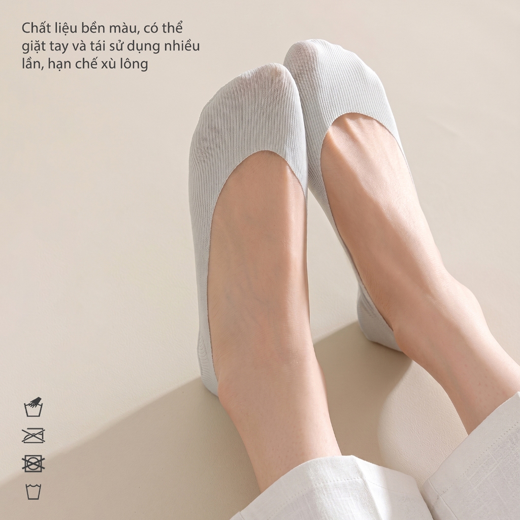 Tất lười nữ lụa băng dáng mỏng mùa hè, vớ thuyền nữ thiết kế giấu viền chống tuột gót - Ekiu Shop
