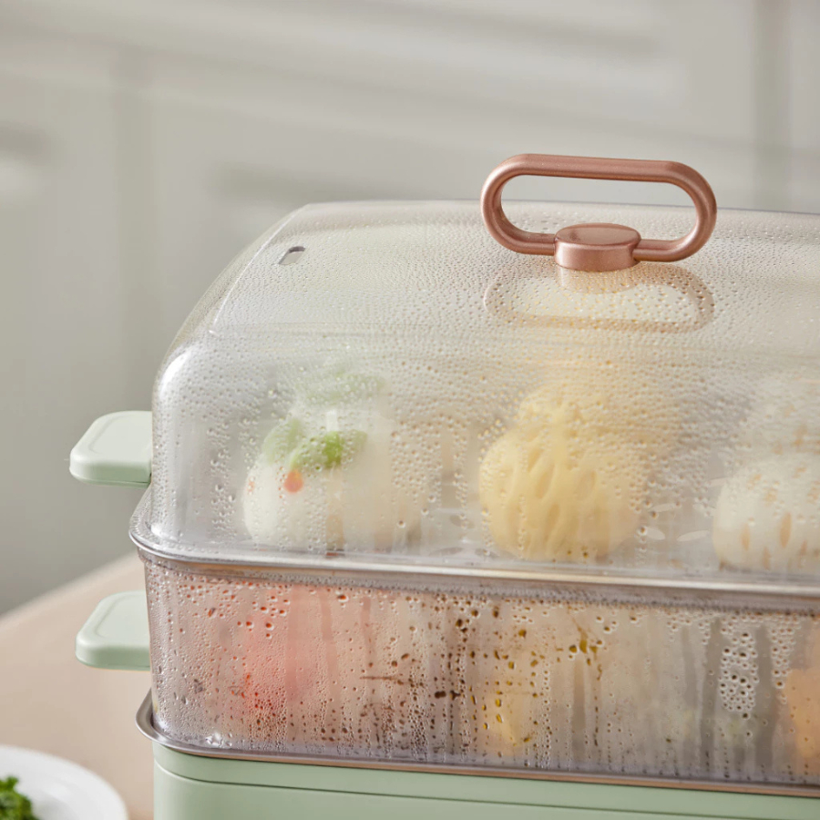 Nồi Hấp Điện 3 Tầng 12L Đa Năng Bear DZG-CA2G2 (EFS-4H27E) - Khây Hấp Bằng Thép - Hàng Chính Hãng