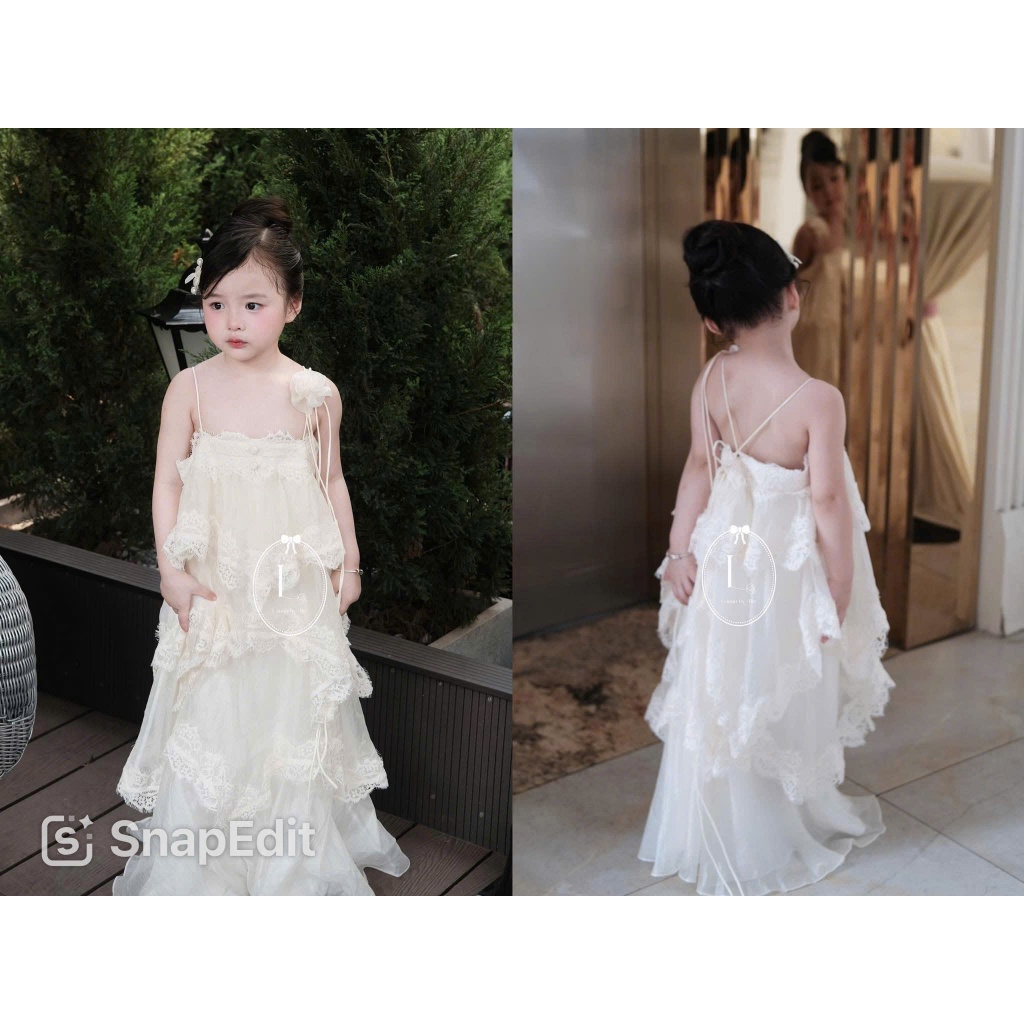 Đầm Maxi Ren Bé Gái Cao Cấp,Váy Dài Công Chúa Dịu Dàng Cho Bé Đi Tiệc Chụp Ảnh