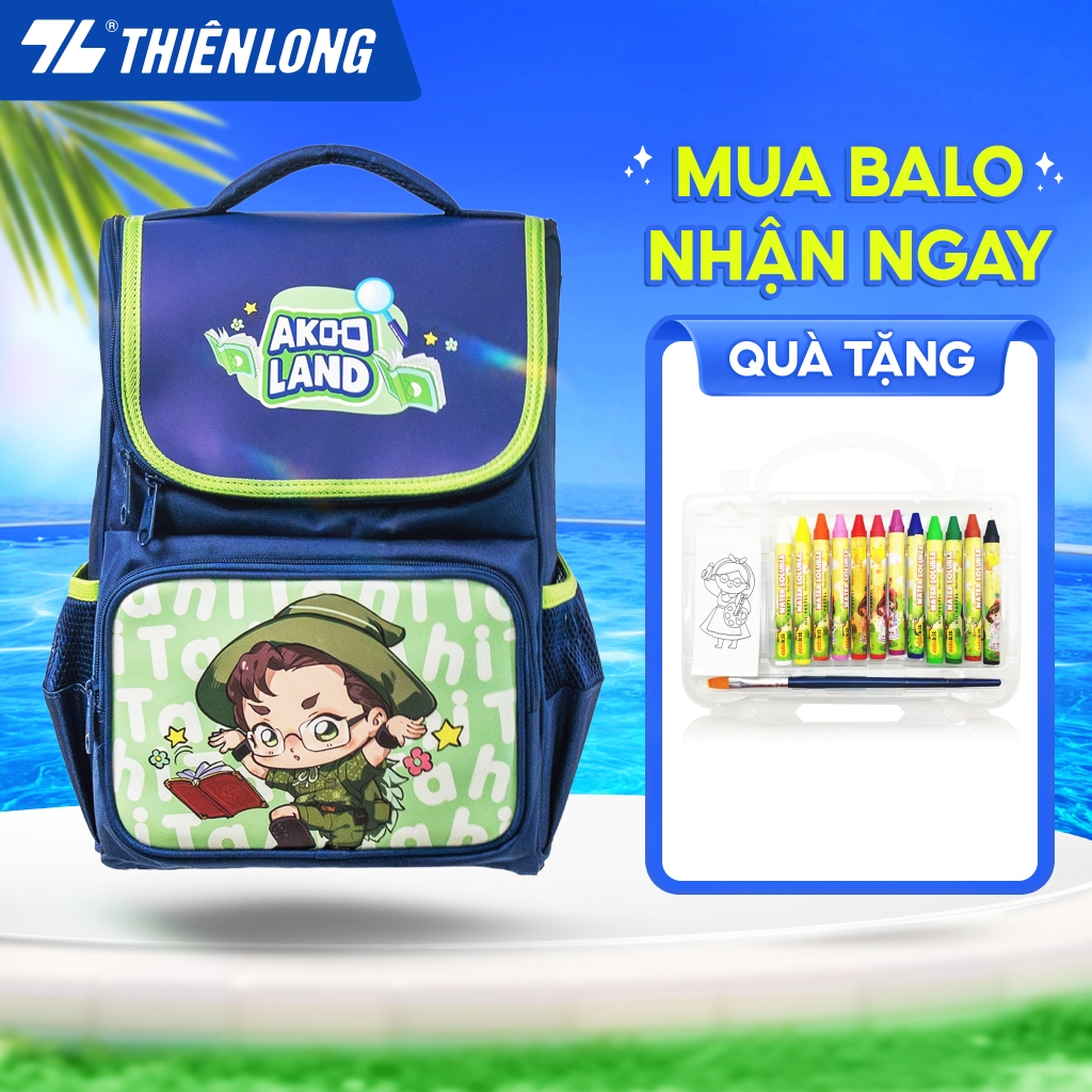 Balo chống gù cao cấp Thiên Long - Cặp chống gù cho bé tiểu học, chất bền, nhẹ, chống thấm nước, đệm mút êm, thoải mái