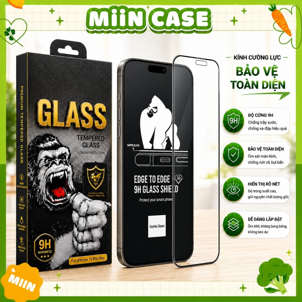 Kính Cường Lực iPhone KK Cao Cấp Full Màn Cho iPhone 6/6s/7/8/Plus/X/XS/XR/11/12/13/14/15/16/17/Pro/Max/Mini/Air