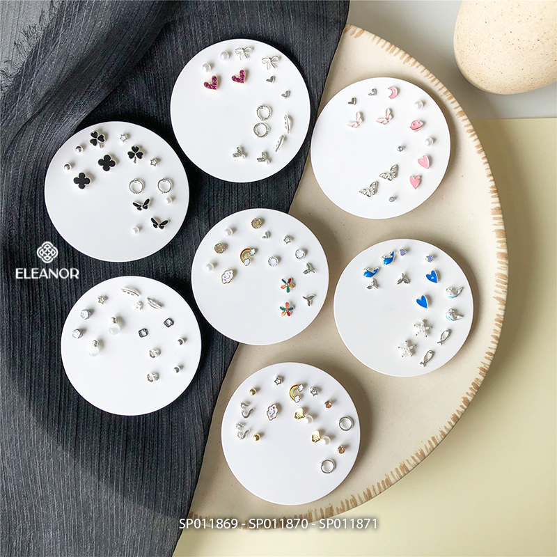 Set bông tai nữ chuôi bạc 925 Eleanor Accessories phụ kiện trang sức khuyên tai mini 11869